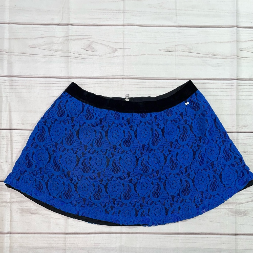 (XXL) Aeropostale Junior Women Skater Skirt Blue Lace Lined Mini